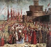 CARPACCIO, Vittore The Pilgrims Meet the Pope (detail) kk oil on canvas